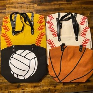 Set of 10 Assorted NEW Canvas Sports Totes